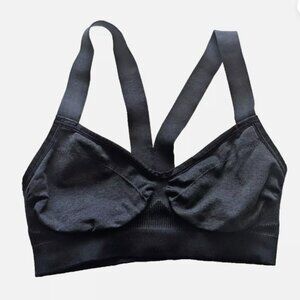 Lululemon Hold Your Om Black Strappy Cross Back Sports Bra sz 2